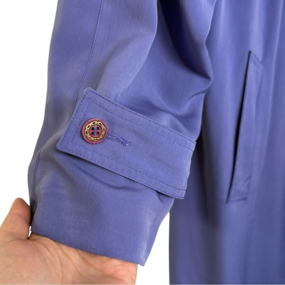 Vintage 80s Purple Trench Coat Jacket Size 14 L/XL - Picture 7 of 10